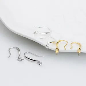 S925 sterling silver plated gold pearl earring hooks for handmade DIY jewelry making accessories