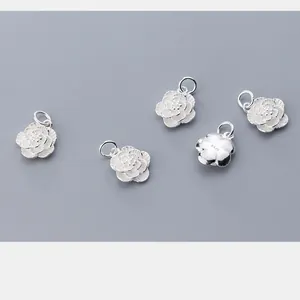 Vijf S925 sterling zilveren roos bloem hangers voor DIY sieraden maken accessoires