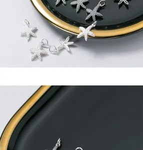 Vue détaillée du pendentif étoile de mer mat en argent S925 pour bijoux DIY