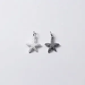 Pendentif Étoile de Mer en Argent Sterling 925 Mat Givré Style Océan Marin Accessoire de Bijouterie DIY Charme pour Bracelet Collier
