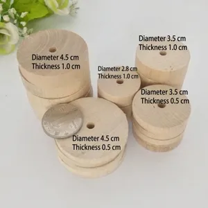 DIY Wooden Wheels For Toys Colorful Wood Rounds Slices Handmade Model Making Materials Natural Wood Discs With Center Hole