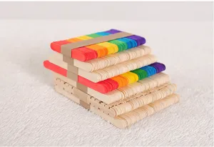 Multi-color and natural wooden popsicle sticks for DIY crafts and art projects