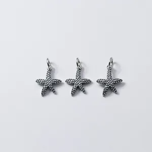 Trois breloques étoile de mer en argent S925 fini mat pour la création de bijoux DIY
