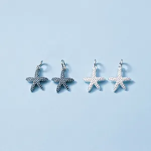 Pendentifs étoile de mer en argent S925 mat pour la création de bijoux DIY, bleu
