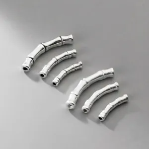 999 Fine Silver Bamboo Section Tube Bead Distressed Matte Finish DIY Jewelry Making Bracelet Necklace Accessories Findings Retro Bamboo Joint Pendant