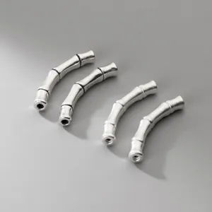 Set of antiqued matte fine silver bamboo tube beads for DIY bracelet jewelry making