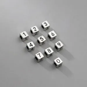 Cuentas Espaciadoras de Plata de Ley 925 Vintage Cubo Geométrico Números Cuadrados Cuentas de Amulet For Creación de Joyas DIY