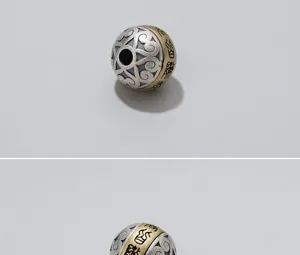 Detailopname van een draaibare kraal van 15 mm van S925 sterling zilver voor sieraden