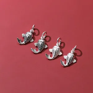 Vintage 925 Sterling Silver Whale Pendant For DIY Jewelry Making Antique Thai Silver Whale Charm For Bracelet Necklace Handmade Accessories