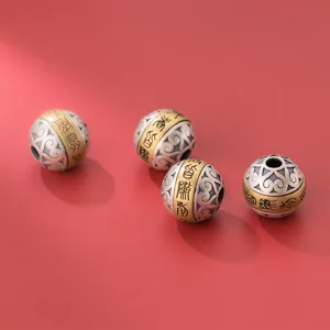Retro S925 zilveren draaibare 15mm ronde kralen voor DIY armband sieraden maken.