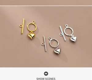 Détail du fermoir OT en argent S925 avec pendentif cœur pour création de bijoux