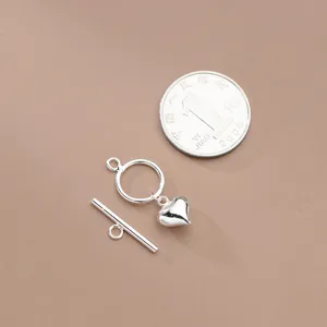 Fermoir à bascule OT cœur plaqué argent S925 pour création de bijoux et bracelet DIY