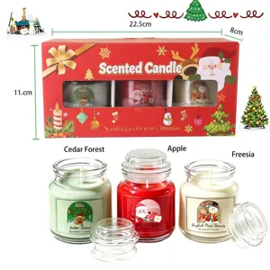 Weihnachts-Duftkerzen-Geschenkset mit 3 Gläsern in Zeder, Apfel und Freesie