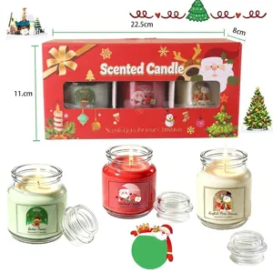 Festliches Weihnachts-Duftkerzen-Set mit drei aromatischen Gläsern in einer roten Geschenkbox