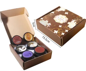 Coffret cadeau de bougies parfumées élégant avec quatre boîtes en cire de soja 15,5x5cm