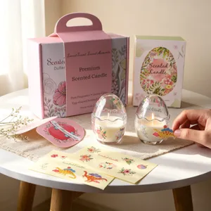 Easter egg scented candle gift set with floral packaging for holiday home decor