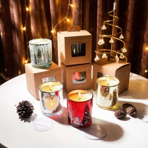 Bougie Parfumée de Noël Coupe en Verre Ciel Étoilé Cire Végétale Parfum Souvenir Cadeau de Mariage Anniversaire Avec Boîte Kraft
