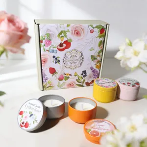 Premium floral and fruity soy wax scented candle gift set in a decorative elegant box
