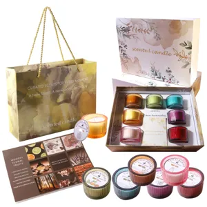 7-Tage-Stimmung Sojawachs Duftkerzen Geschenkset mit bunten Gläsern und Premium Verpackung