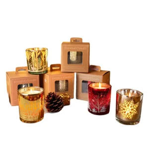 Coffret de bougies parfumées ciel étoilé de Noël avec photophores et boîtes cadeau