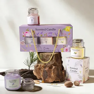 Duftkerzen-Geschenkset mit Lavendel-, Rosen- und Osmanthus-Duft aus Sojawachsmischung