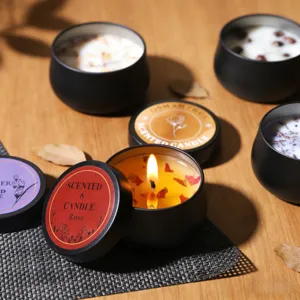 Coffret cadeau de bougie parfumée au soja faite main avec pétales de fleurs