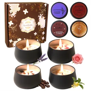 Coffret cadeau de bougies parfumées aux 4 senteurs florales et de café