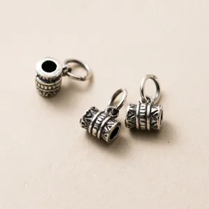 S925 Sterling Silver Thai Silver Vintage Tube Pendant Connector For DIY Jewelry Making Handmade Bracelet Accessories
