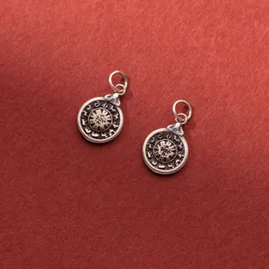 Ciondolo Bagua Tibetano in Argento Sterling 925 Charm in Argento Invecchiato Etnico per la Creazione di Braccialetti e Collane Fai da Te Accessori per Gioielli Fatti a Mano