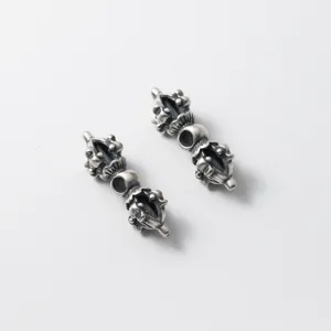 Distressed S925 sterling silver Thai silver vajra spacer beads for DIY bracelet crafting