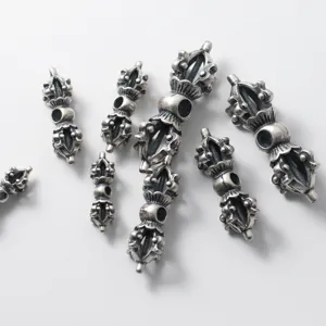 Antique S925 sterling silver Vajra Pestle spacer beads for DIY jewelry bracelet making