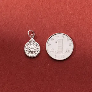 Pendente Jiugong Bagua retrò in argento S925 ciondolo tibetano fai da te accessori