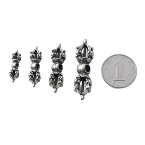 S925 sterling silver antique Vajra pestle beads for DIY bracelet jewelry making