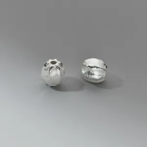 8mm vintage 925 sterling silver twill olive spacer beads for DIY jewelry bracelet making
