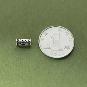 Antique S925 silver 4mm spacer bead with spiral engraving for DIY jewelry