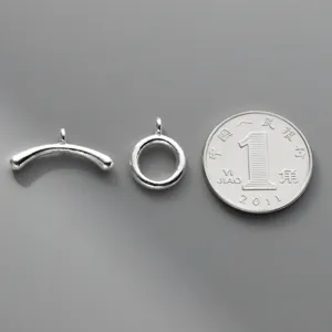 Fermoir à bascule OT courbé en argent sterling S925 vintage pour bijoux DIY