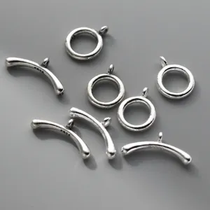 Fermoirs à bascule OT courbés en argent sterling S925 vieilli pour création de bijoux DIY