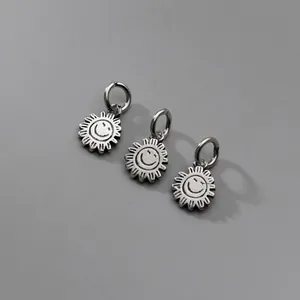 Trois breloques soleil souriant en argent sterling S925 pour bracelets et bijoux DIY.