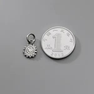 Pendentif soleil souriant en argent S925 pour création de bijoux DIY avec pièce