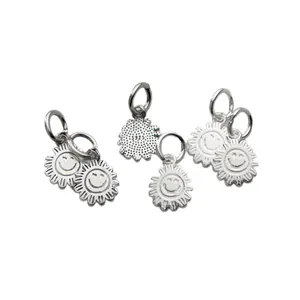 Pendentifs soleil souriant en argent S925 pour la création de bijoux DIY artisanat