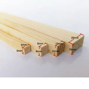 Tiges de Goujon Carrées en Bois de Pin Naturel Bâtons de Bois Non Finis Lisses Pour la Fabrication de Modèles de Bricolage Architectural Matériaux de Loisirs Faits à la Main