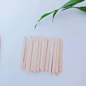 Close-up detail of natural wooden popsicle sticks for DIY crafts and ice cream use