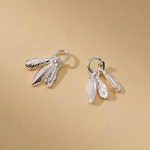 Vintage S925 sterling zilveren drievoudige veerbedels voor het maken van DIY-sieraden