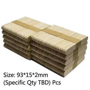 Detailaufnahme von 93x15x2mm natürlichen Holz-Eisstielen für DIY-Bastelarbeiten
