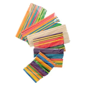 Lot de bâtons ronds en bois de bouleau colorés pour le bricolage et les maquettes