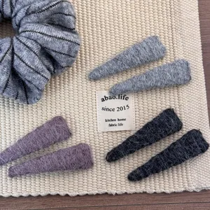 Woolen Felt Hair Clips For Women Girls Simple Solid Color Handmade Fabric BB Clips Winter Warm Hair Barrettes Hair Accessories