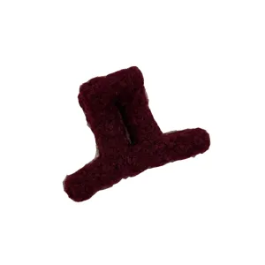 Eleganter weinroter quadratischer Haargreifer aus Plüsch für Herbst und Winter Looks