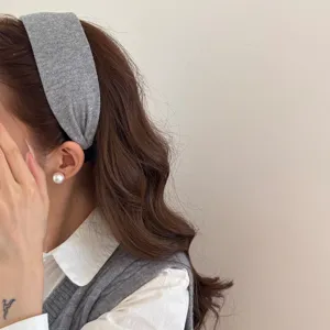 Serre-tête vintage gris pour femme, design minimaliste uni, accessoire cheveux chic