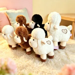 Cute Lamb Plush Toy Soft Stuffed Sheep Animal Doll For Kids Birthday Gift Home Decoration Lamb Pillow White Brown Black