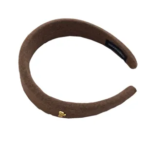 Diadema de lana marrón de estilo coreano para mujer con abeja dorada, moda de invierno